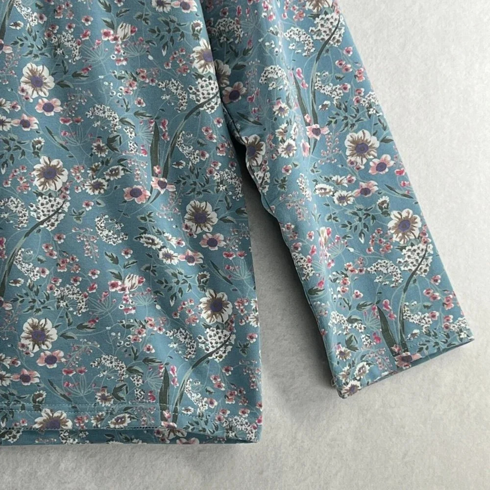 AZOR22 & ASOR SHOP Top Girls XL Floral French Terry Crewneck Long Sleeve Blue - Picture 4 of 10